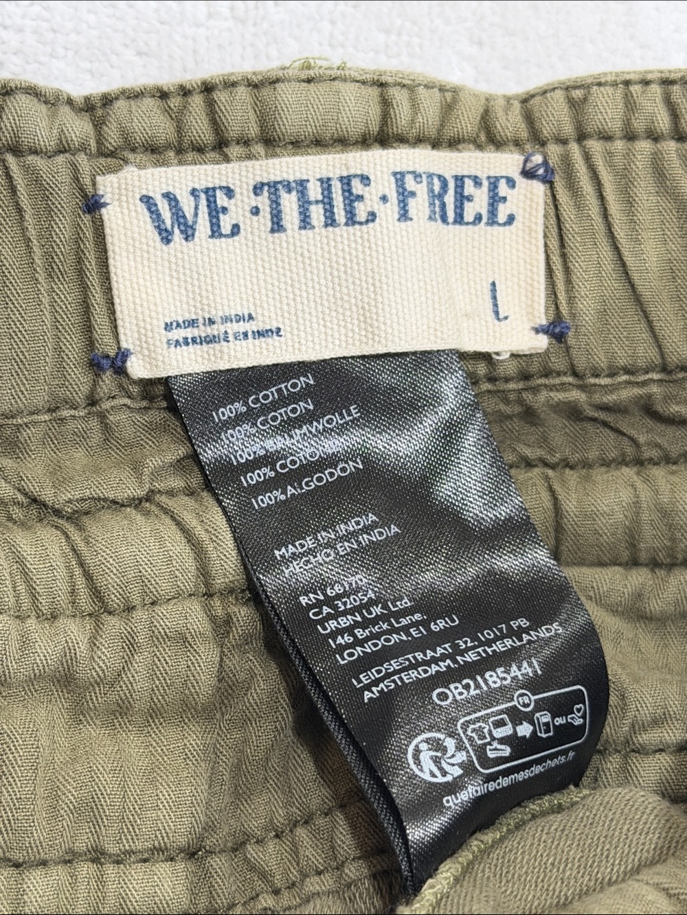 Free People We The Free Ave Pull-On Olive Cargo Pants Drawstring Olive Green L - Picture 2 of 3